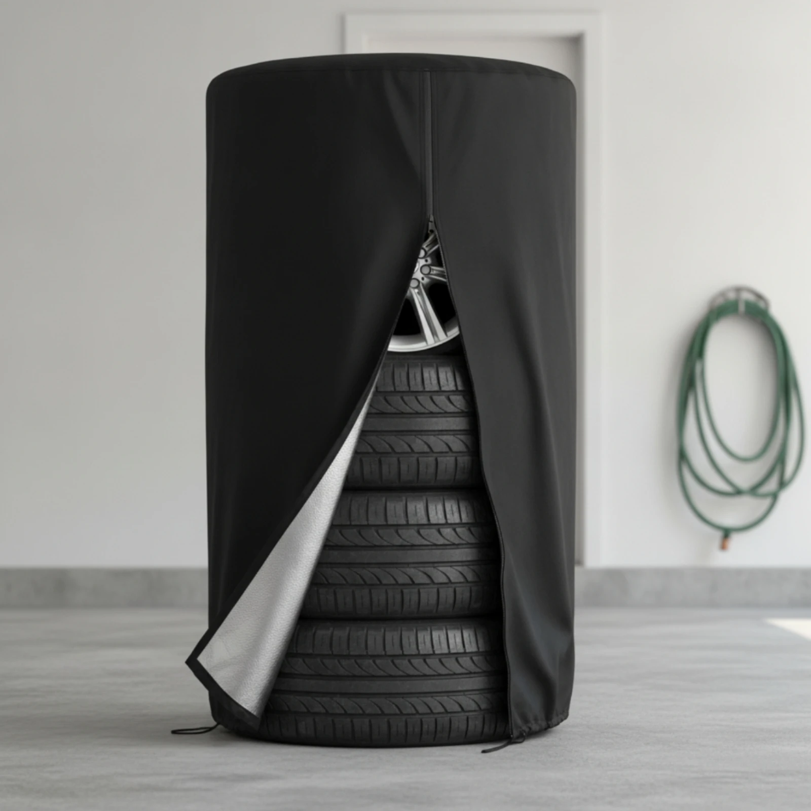 Tire Cover with Zipper Weatherproof Tire Cover with Drawstring Zippered Outdoor for Car Owners, Garage, Trunk
