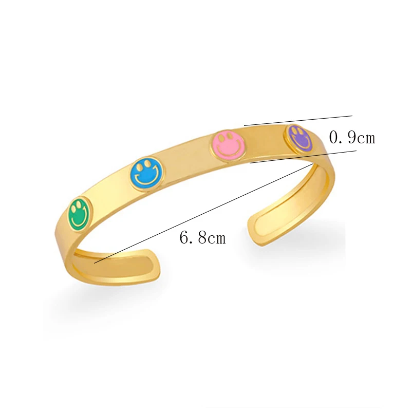 Smile Face C-Bangles With Shiny Zirconia High Quality 18K Gold Plate Bracelet For Women Friendship Jewelry 2026 New Years Gifts