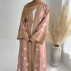 Ramadan Abaya 2024 New Women's Muslim Clothing Robe Abaya Dubai Luxury Floral Printed Cardigan Long Dresses Elegant Long Dresses