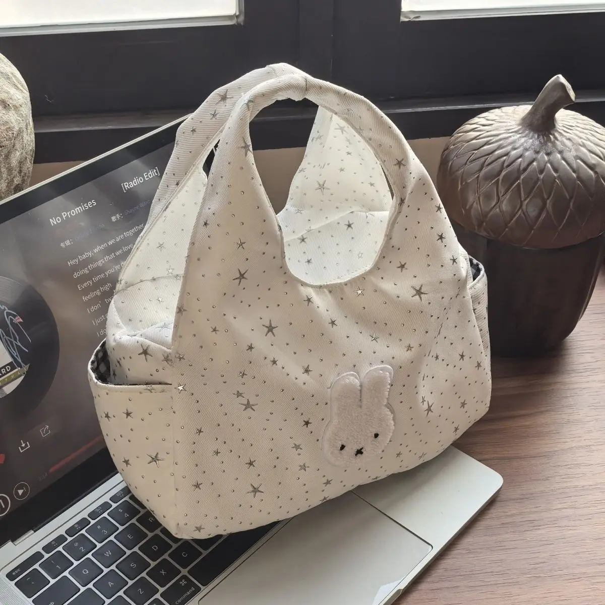 Cute Miffy Double Pocket Lunch Bag Simple Portable Handy Bento Bag For Students Girls Multifunctional Mommy Storage Bag Kawaii view 6