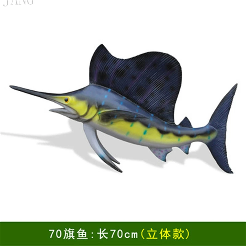 Large Realistic Swordfish Salmon Sailfish Shark Tuna Model Hanging Sculpture, Aquarium Restaurant Marine Decor Ornament