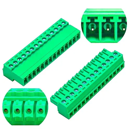 

3.81mm Male & Female 14 Pin Phoenix Connector No Soldering Green PCB Screw Terminal Block Connector (1Set 3.81MF-14Pin)