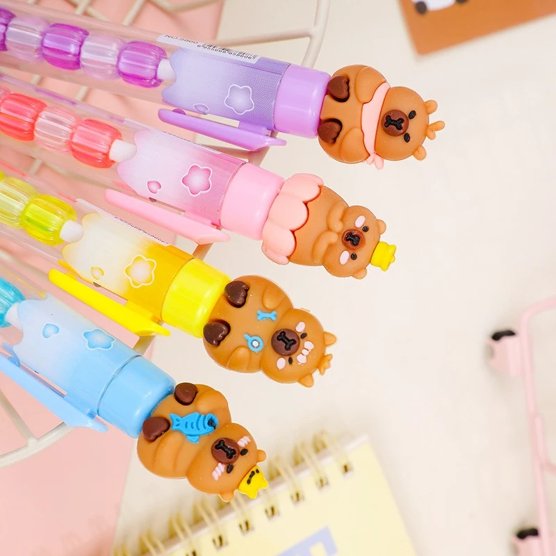 Wholesale Kapibara Beaded Push Neutral Pen Cartoon Series Simple Brush Question Pen ST Quick Dry Push Pen Wholesale