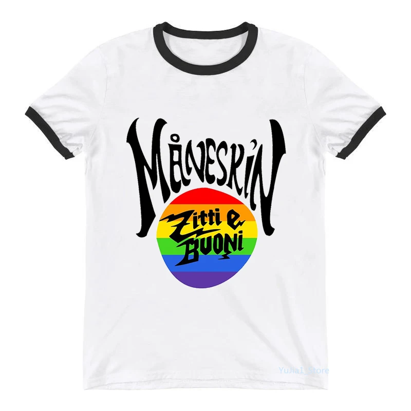 

Rainbow MANESKIN Zitti E Buoni Graphic Print Tshirt Women Clothes 2022 Pride MåNeskin LGBT T-Shirt Femme Summer Tops Tee Shirt