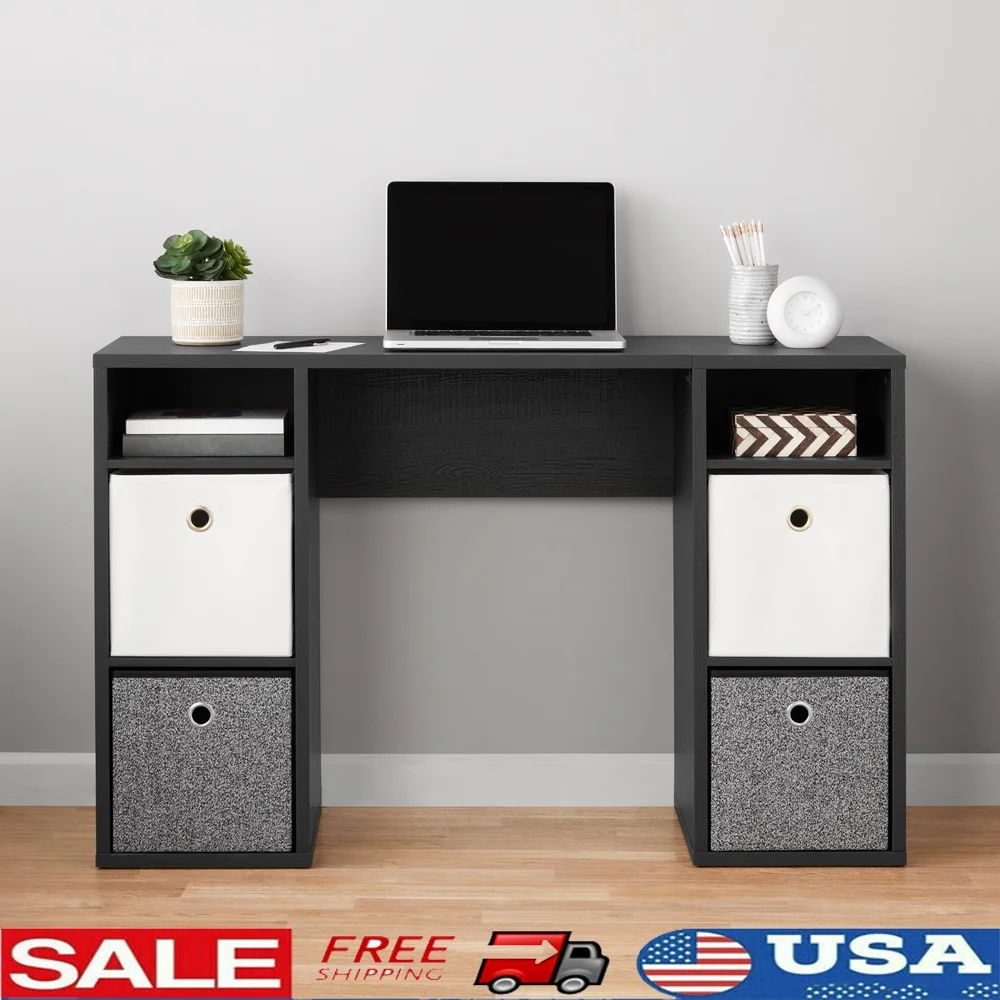 

4-Cube Storage Desk with 6 Shelves Functional Home Office Desk Study Work Laptop Storage Organizer Rectangular Design