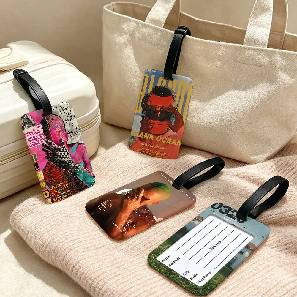 A-Frank Ocean Blond Anti lost Travel Luggage Tag PVC ID Information Card Holder Baggage Name Label For Outdoor Trip