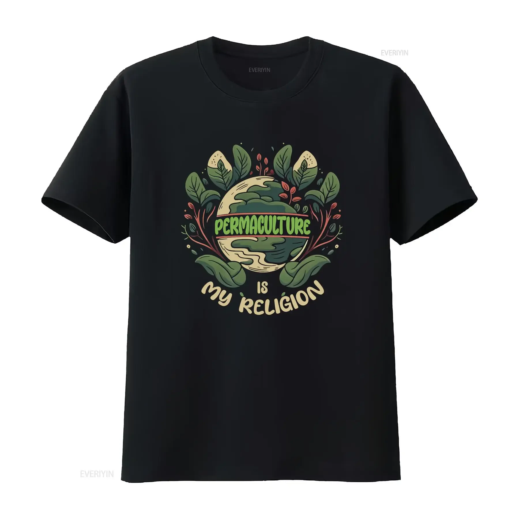 Permaculture Is My Religion I Love  T Shirt vintage Washed Casual Stylish Comfortable Soft streetwear Unisex graphic Slightly