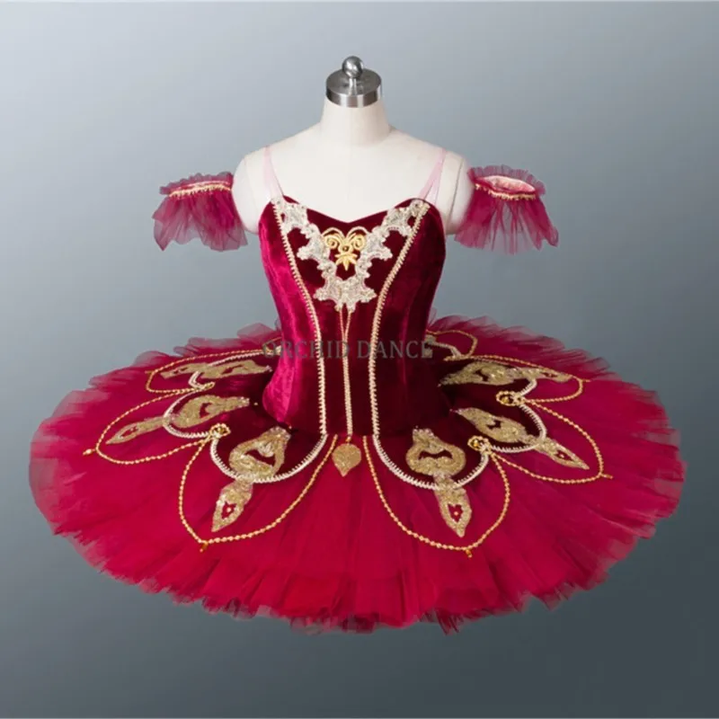 Professional Girls Ballet Dance Performance Wear Costume Velvet classic Red Ballet Tutu