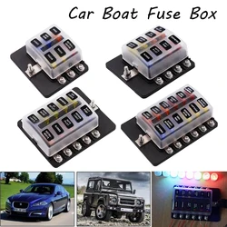 Universal 12Ways Car Blade Holder Fuse Box With LED Indicator Light 12V 32V Screw Binding Post Fuse For Car Boat Marine