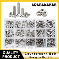 DIN7991 Allen Key Head Screw M2 M3 M4 M5 M6 304 Stainless Steel Hexagon Hex Socket Flat Countersunk Head Screw and Nut Set