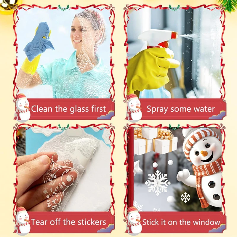 عيد الميلاد ملصقات نافذة الأزرق ثلج سانتا الأفلام الزخرفية قابلة لإعادة الاستخدام ندفة الثلج الأيائل الحلي مرح 2025 سنة جديدة سعيدة 2026