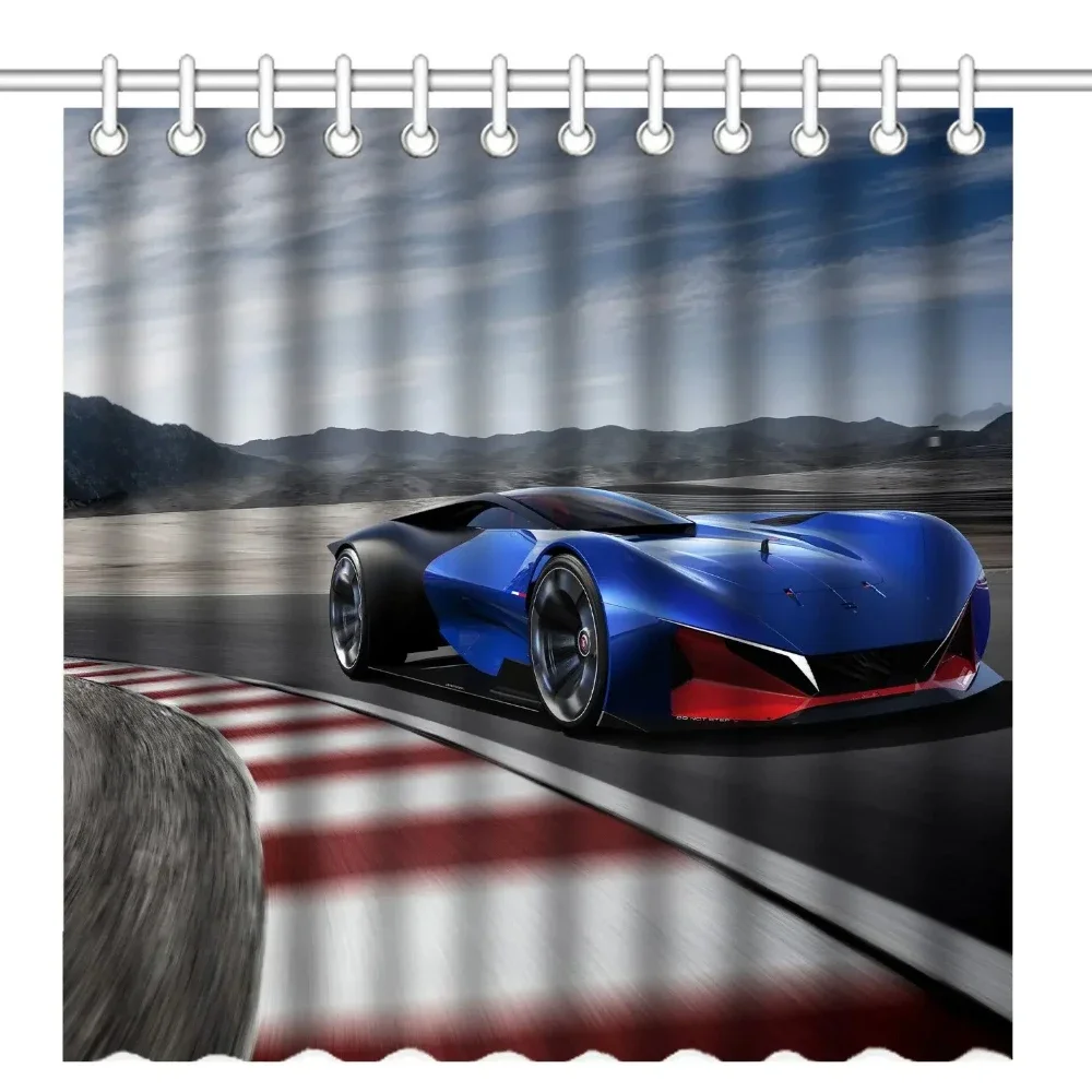 Car Fabric Bathroom Shower Curtain Sports Car Shower Curtains Cool Automobile Speed Racing Car Shower Curtain,Waterproof
