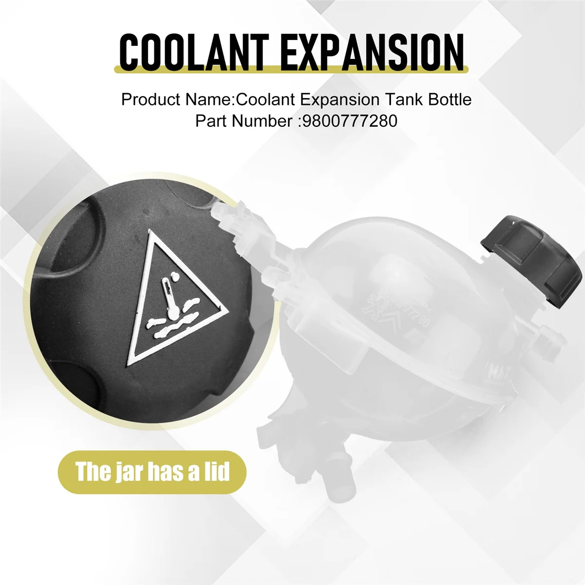 9800777280 Coolant Expansion Tank Bottle with Cap for Peugeot 207 208 2008 301 Vti Citroen C2 C3 C4 DS3