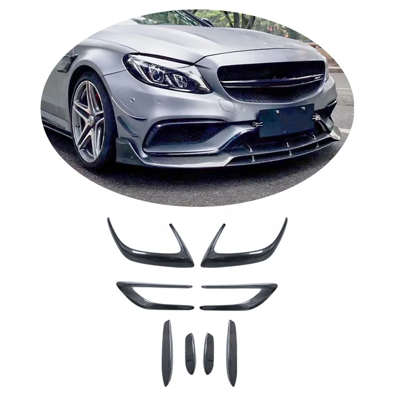 

MXGET Stickers Carbon Fiber Side Fender Front Rear Bumper Lip Canards Sps for W205 C205 C63s