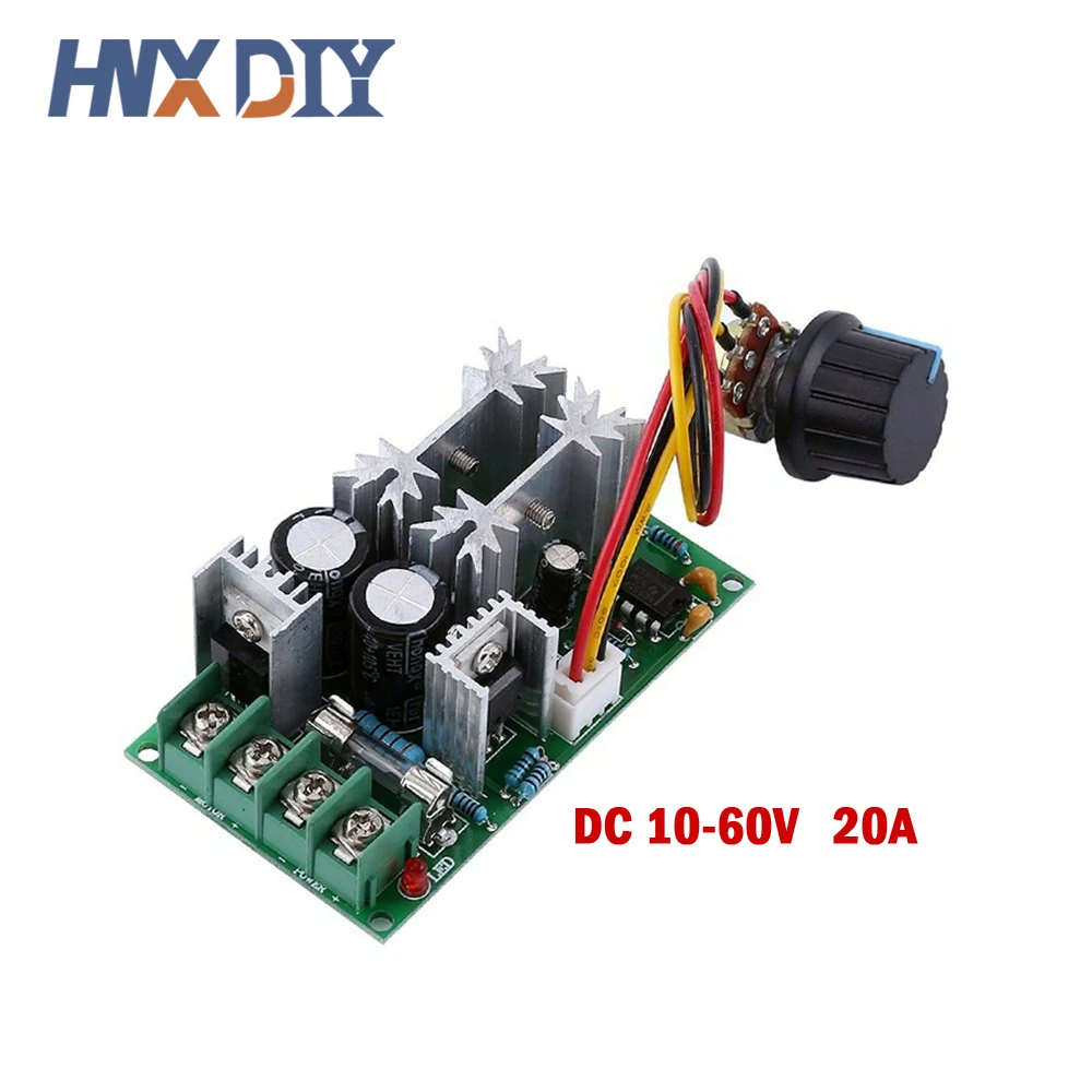 10-60V PWM DC Motor Speed Controller Switch DC 20A Current Voltage Regulator PWM High Power Drive Module 60A 12V 24V 36V 48V