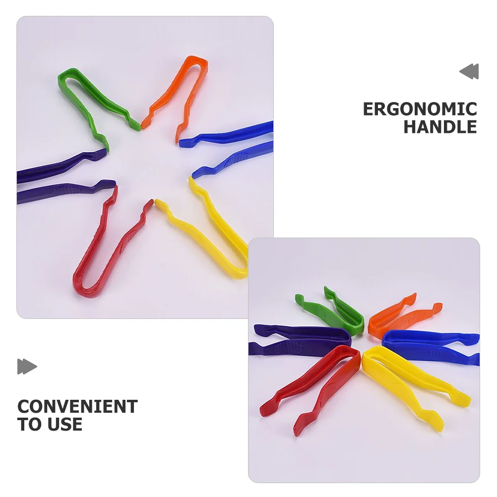 

6pcs Plastic Tweezers For Crafts Ergonomic Non-Slip Handle Flat Tip Jewelry Making Diy Beading Sticker Activity Tool