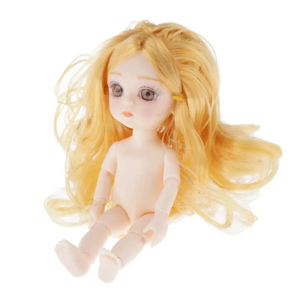 13 Joints 16cm Dolls Normal Skin Tone Body Girl Model w/ Blond Hair DIY