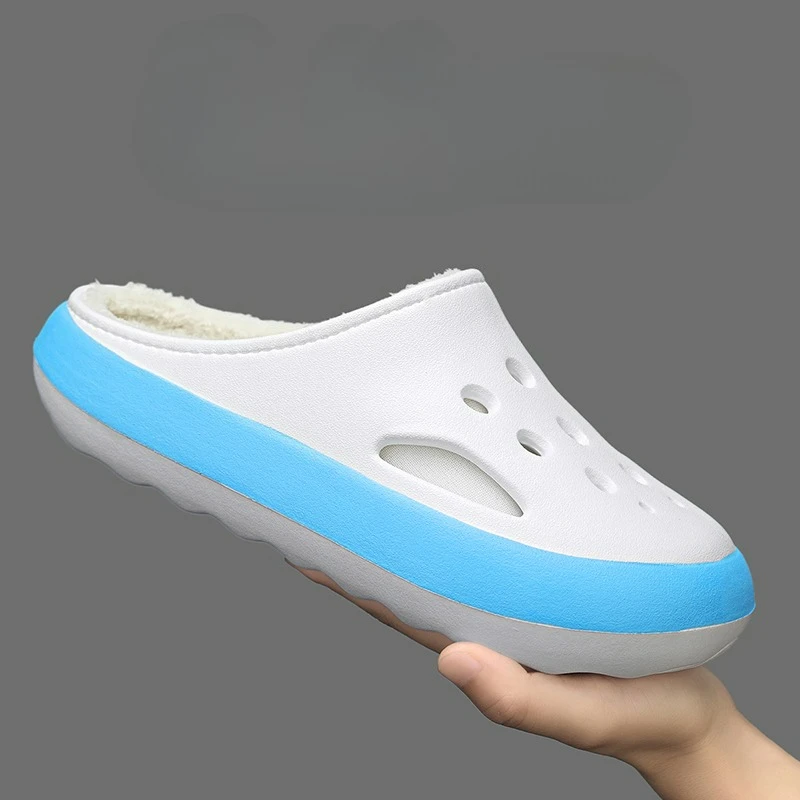 

Winter New Plus-Size Thickened Fleece-Lined Warm Closed-Toe Cotton Slippers, Couple Style Half Slippers