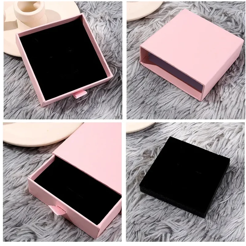 500pcs/Lot Wholesale Custom Printed Eco Friendly Hard Paper Cardboard jewellery Box Luxury Drawer Slide Out Ring Packaging Case