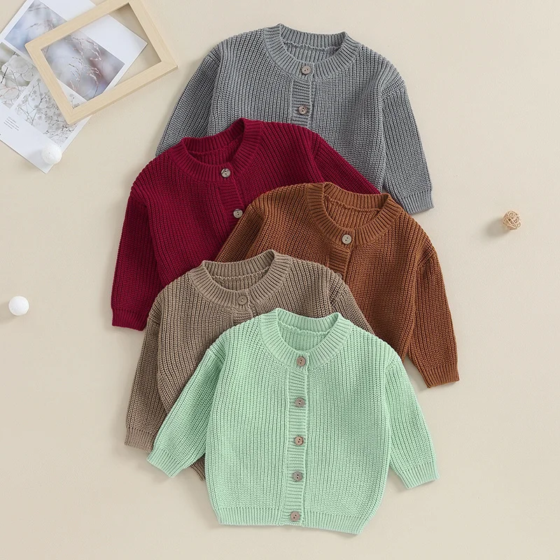 Blotona Baby Boys Girls Cardigan Autumn Spring Cotton Sweater Top Kids Children Clothing Button Up Knitwear Cardigan Jacket