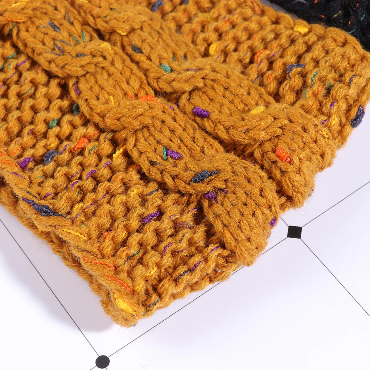 

2pcs Knitted Stretchy Adjustable Headwraps For Women Fashion Comfortable Hair Band Headband Black Dark Yellow