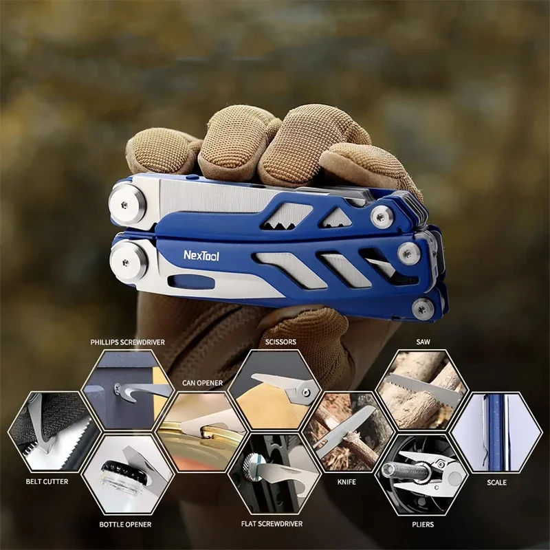 Imagem -02 - Nextool-flagship Pro Edc Ferramenta Portátil Dobrável Alicate Tático Faca para Acampamento ao ar Livre Multi-ferramenta Cortadores de Cabo Cortadores de Fio 16 em 1