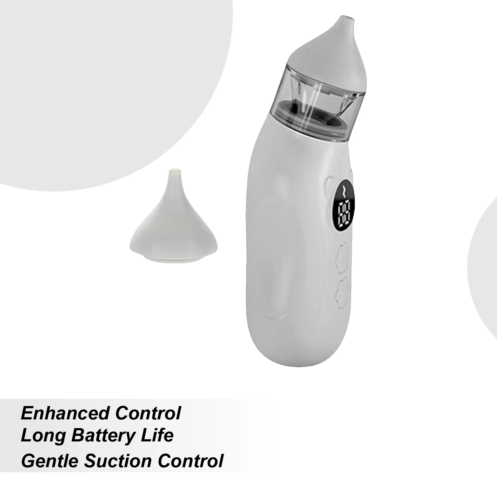 

Electric Nasal Aspirator Rechargeable Snot Removal With Double Size Replacement Head Adjustable Suction Baby Nose Cleaner For