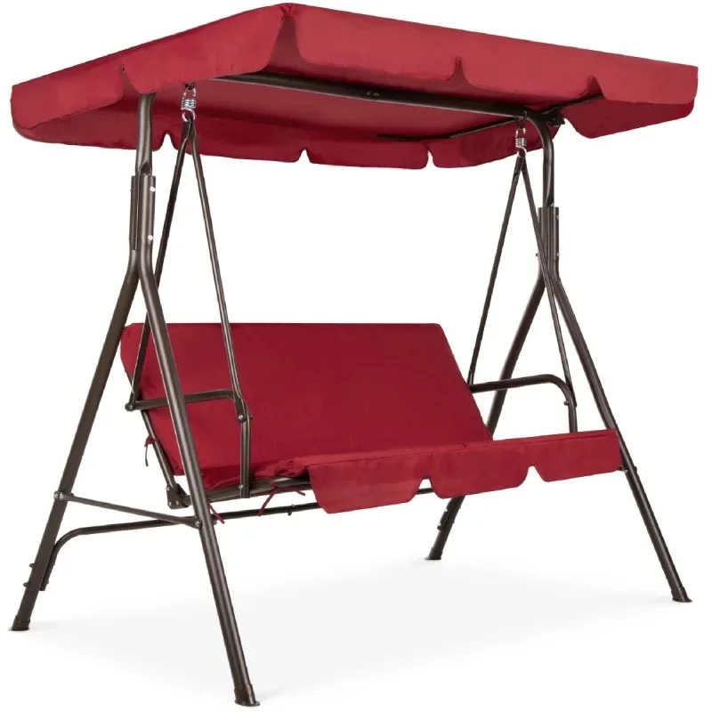 

2-Person Outdoor Convertible Canopy Swing Glider Lounge Chair w/ Removable Cushions