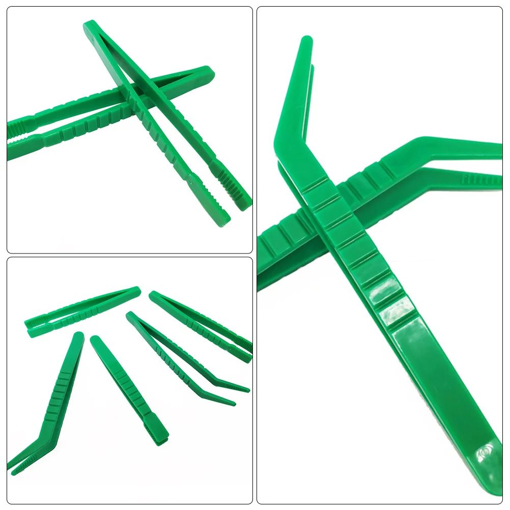 6 قطعة مجموعة ملاقط للأطفال البلاستيك شقة منحني رئيس غرامة تلميح فرز الخرز الحرفية اللوازم المدرسية التعلم المبكر التنمية الحسية