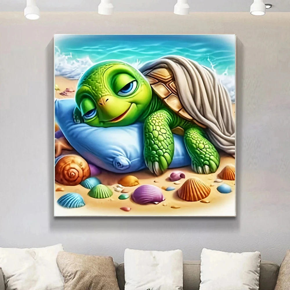 Schildkröten-Cartoon Strand Diamantmalerei Neue Kollektion 2026 Diamant-Mosaik Tier Motiv Küste Handarbeit Überraschung Wohndeko Geschenke