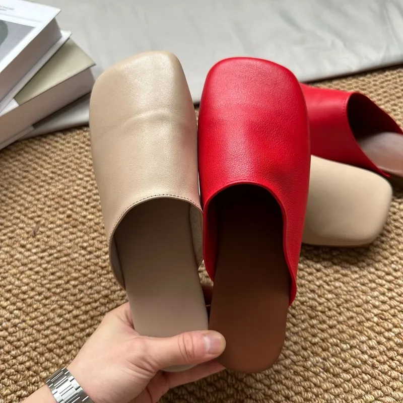 2024 New Flat Slippers Women's Leather Casual Wear Slippers Women's Fashion Home Slippers Women Slippers