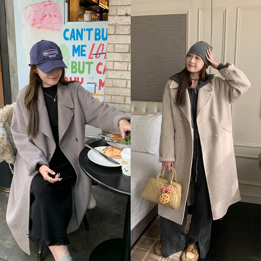 

ay Apricot Diagonal ket Пальто Long Sve Commute Sle на одной пуговице Шерстяная женская модная зимняя верхняя одежда