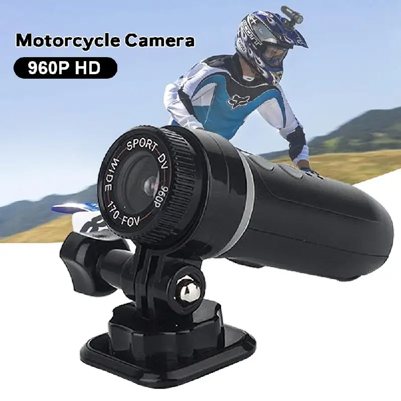 960P Motorcycle Camera Helmet Mount Camcorder 170° Wide Angle Sport Camera Loop Recording Waterproof For Bike Motorbike Skiing