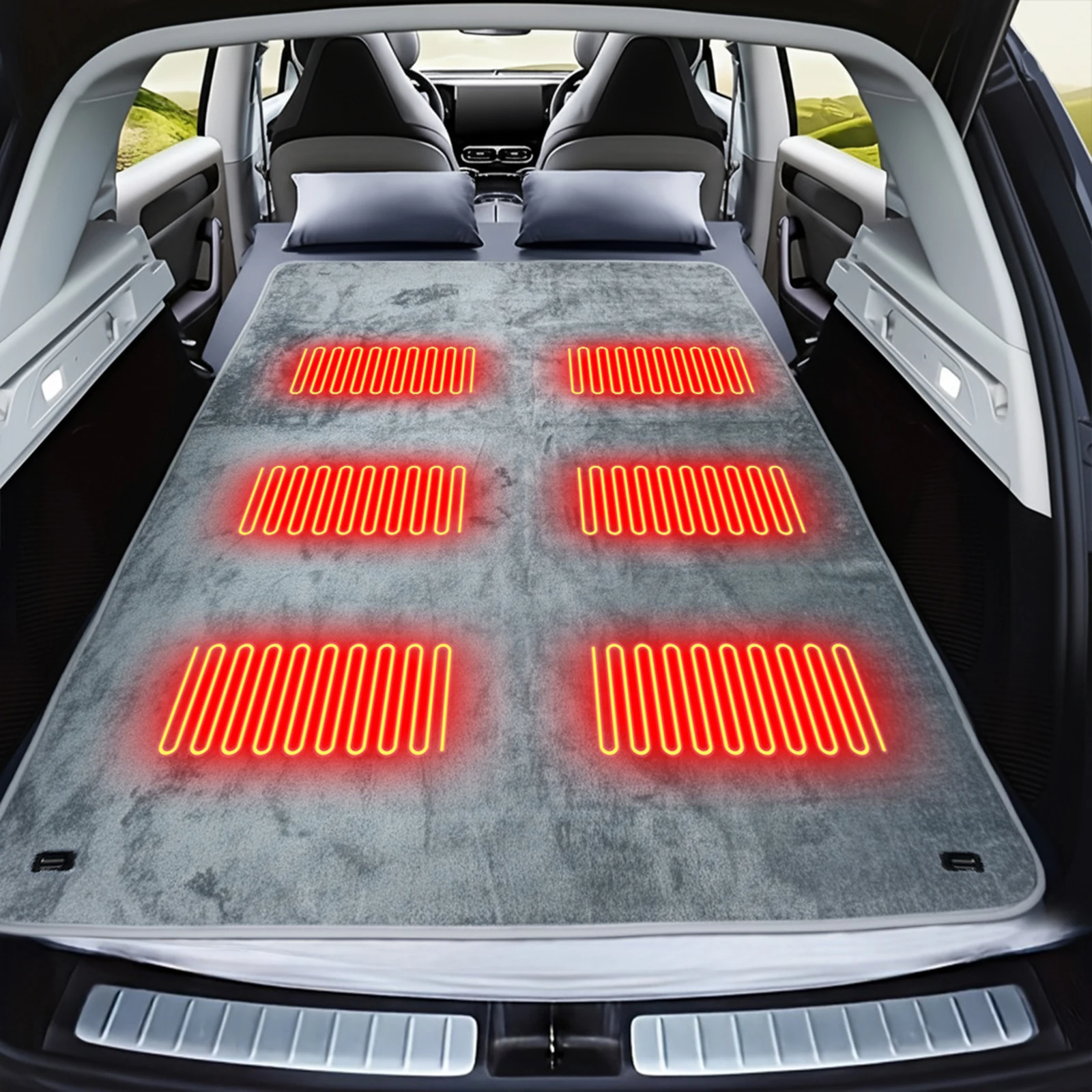 

Camping USB Heating Sleeping Mat 3 Adjustable Temperature Electric Blanket Pad with 6 Heating Zone for Car Outdoor Hiking Travel