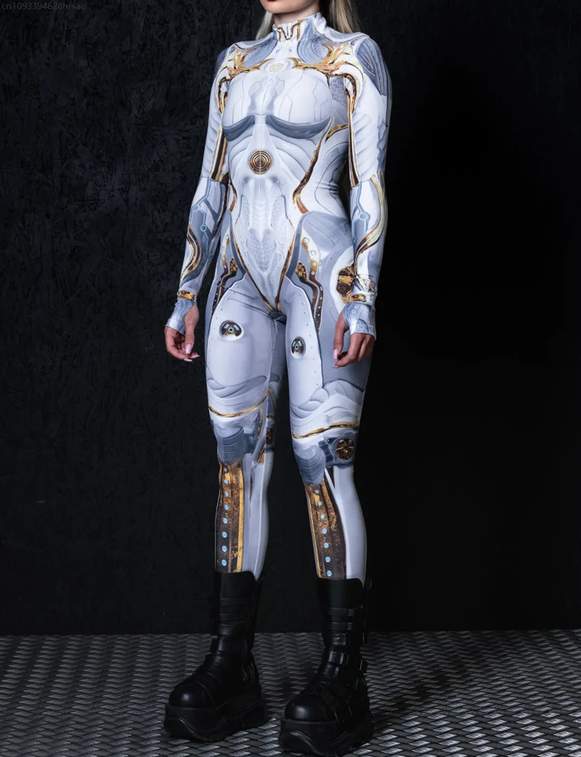

Women CyberPunk Armor Bodysuit Robot Future Rangers Cosplay Jumpsuit Steampunk Costume Party Shows Holiday Stage Catsuit Rave