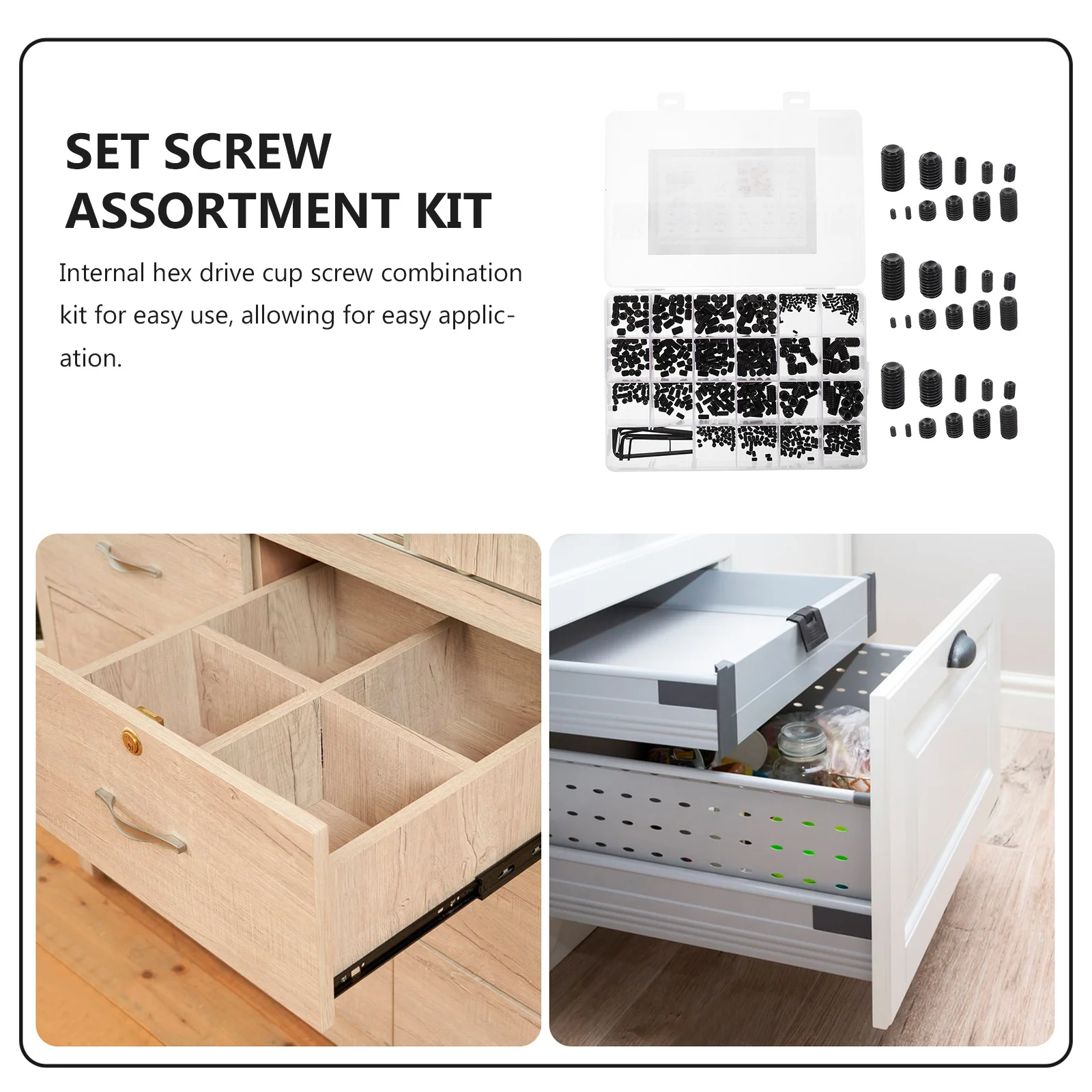 

1Set Screws Assortment Kit Internal Hex Drive Cup-Point Screws for Door Handles Bathroom Fixtures Light Fixtures