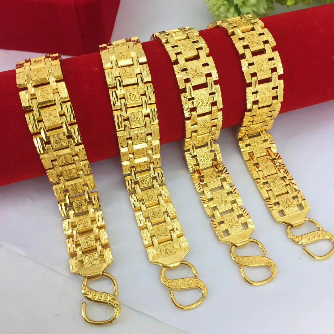 

Wide Men's Bracelet, 24K Gold, AU999 | 6MM solid gold chain with "Perseverance" engraving, authoritative business edge.