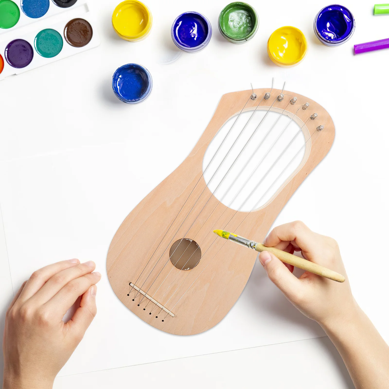 

DIY Lyre Harp Kit 7 Strings Build Your Own Instrument Tuning Wrench String Saddle Versatile Usage Home School Performances