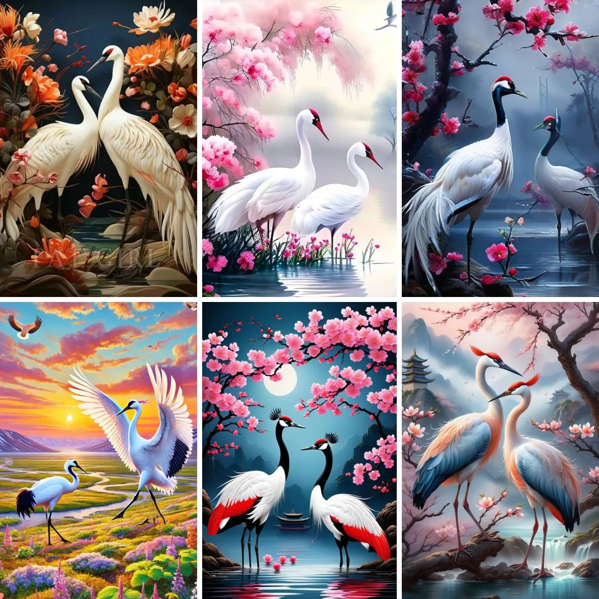 

Japanese Red-crowned Crane Pair Art Diamond Painting Accessories , Asian Wild Animals Inspired Decor , Gift for Nature Lovers