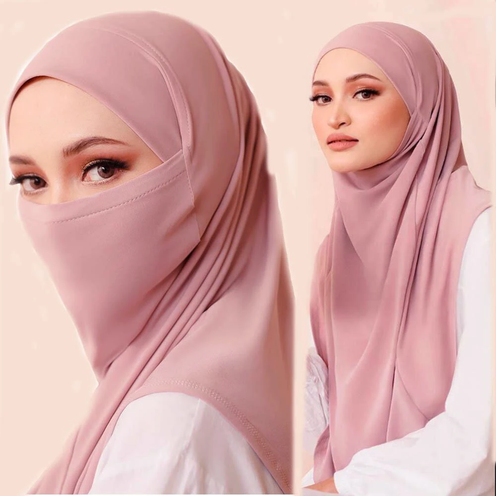 New Spring and Summer Breathable Ironless Hijabs Long Instant Hijab Women can wear  with face masks Ready to Wear Hijabs