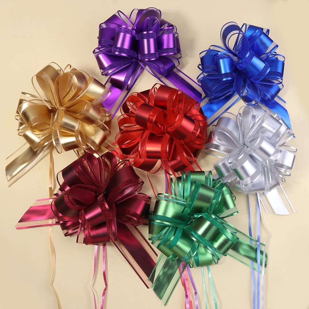 2/10Pcs Große Hochzeit Pull Bogen Bänder Blume Auto Stühle Dekoration Weihnachten Geschenk Wrap Verpackung Geburtstag Party Liefert hause Handwerk – Detail 3