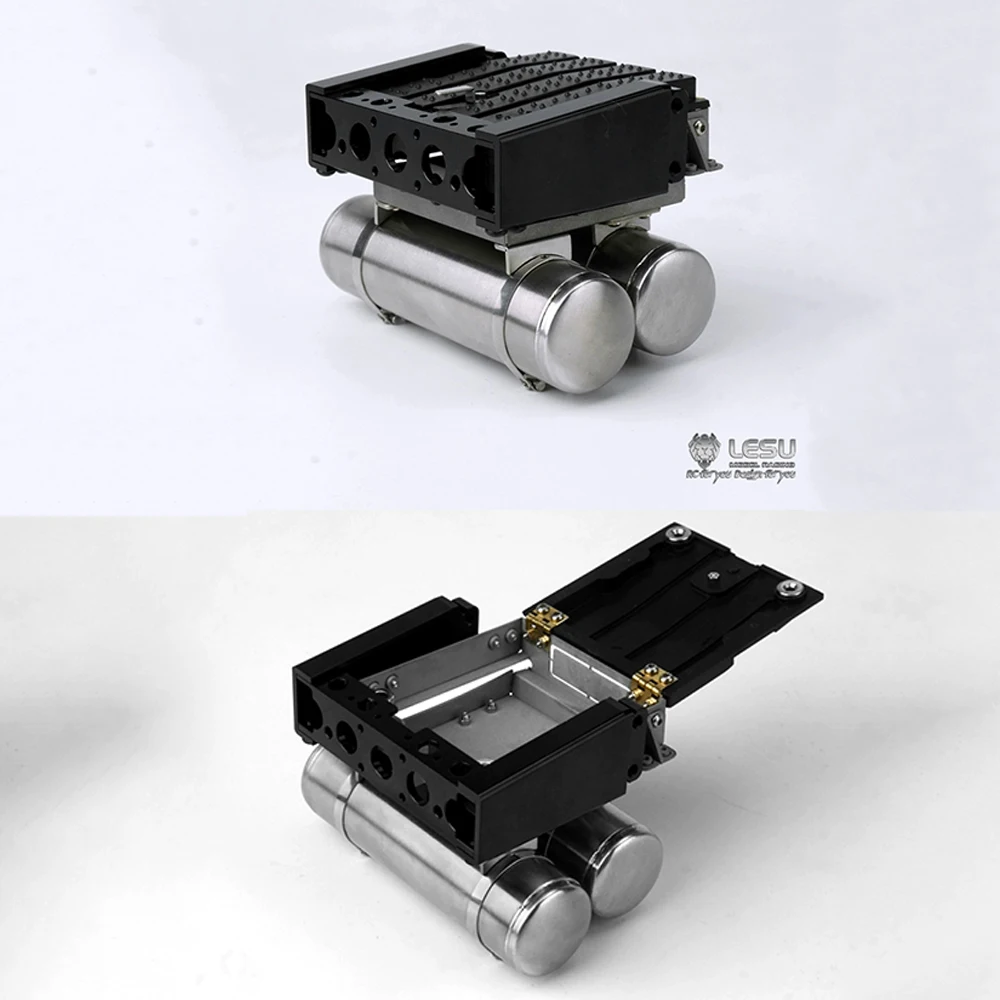 LESU Scatola batteria in metallo Serbatoio gas con supporto leggero Fascio di coda Set L-1027 per Tamiya 1/14 RC Modello di camion Giocattolo Parti di aggiornamento