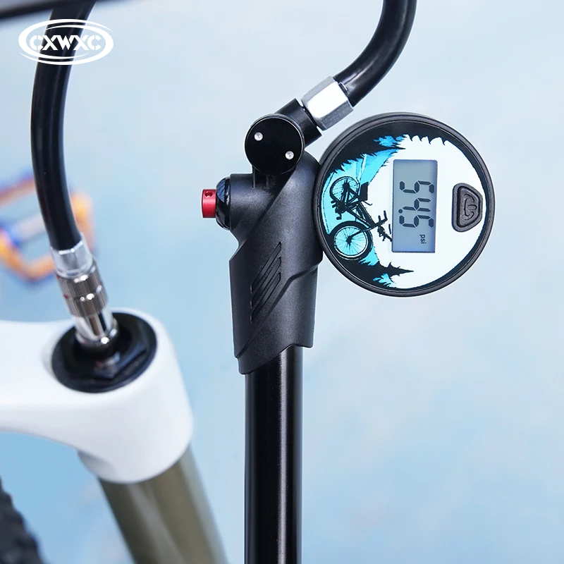 CXWXC Fahrrad-Luftpumpe für Gabel und Hinterradfederung MTB 300psi Hochdruck-Gabelpumpe mit Digitalanzeige