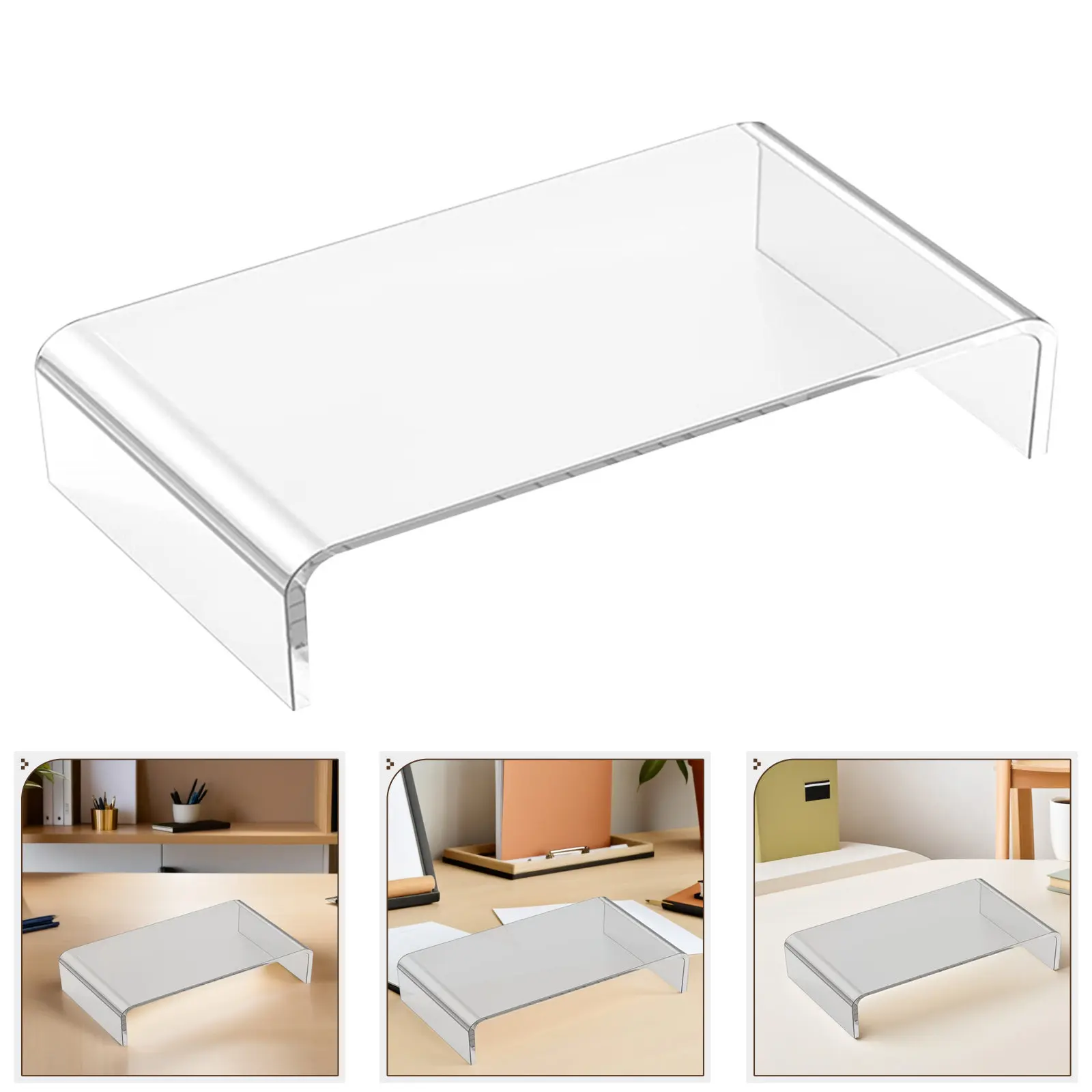Transparent Acrylic Monitor Stand Computer Laptop Riser Stand Clear Desktop Riser Ergonomic Computer Heightening Rack for Office