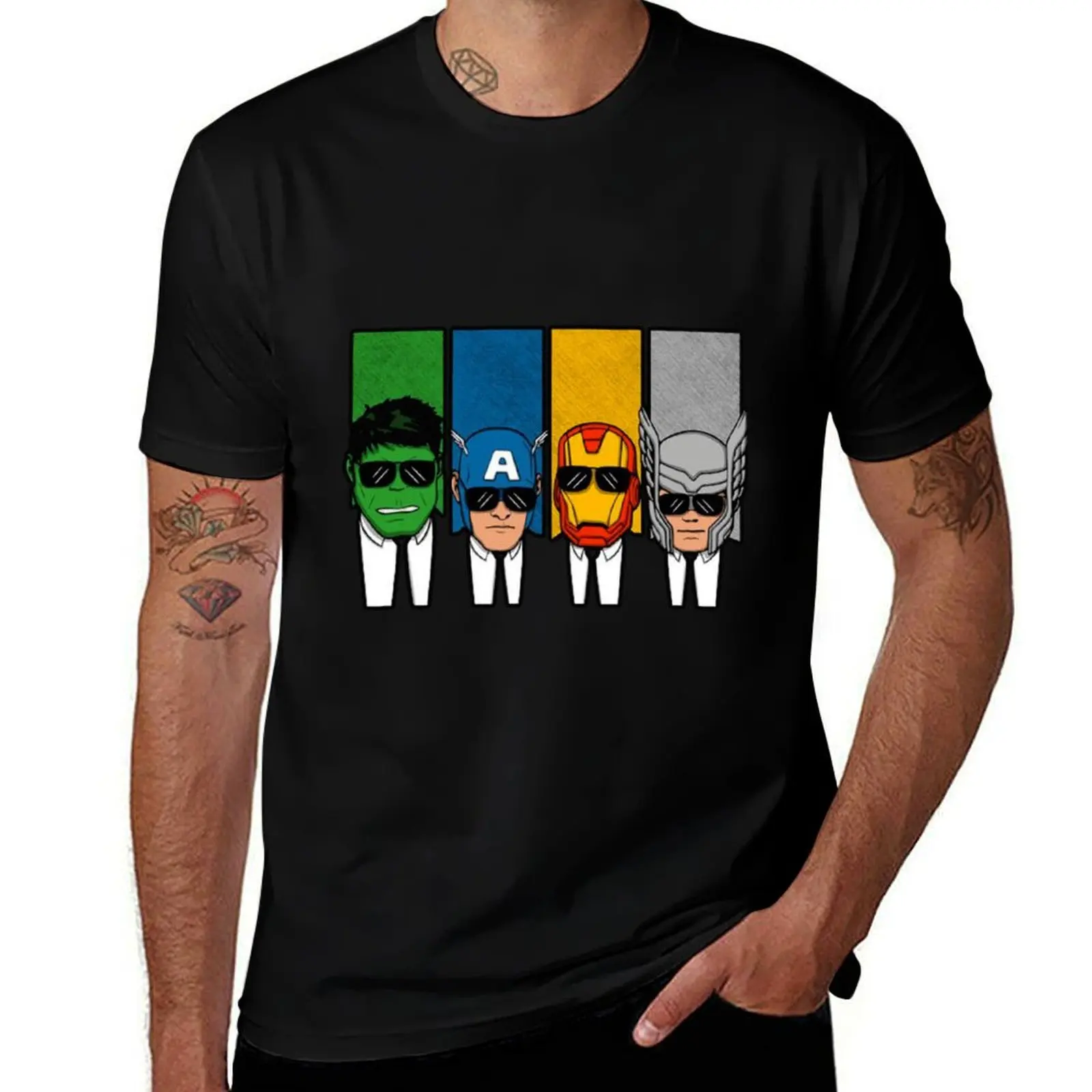 

black suit heroes T-Shirt t shirt man plain man t shirt luxury t shirts for man pack cotton T-Shirt