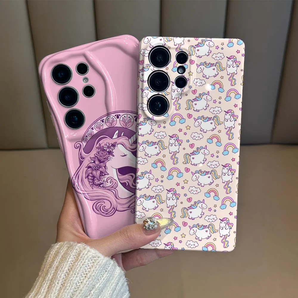 Unicorn Rainbow Cloud Cover For Samsung Galaxy S26 S25 S24 S23 S22 FE Plus Ultra Feilin Phone Case Wave Oil Phone Case