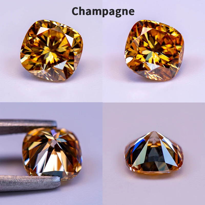 Moissanit-Steine, quadratische Kissenform, verschiedene Farben, VVS1, Edelsteinperlen für die Herstellung von Schmuck, Ringen und Halsketten, mit Zertifikat. – Detail 5