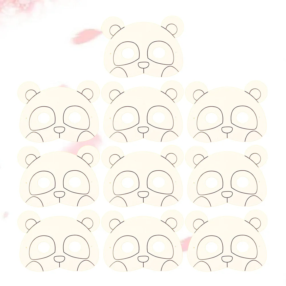 10 pçs graffiti máscaras de animais kits de artesanato de papel branco diy colorir diversão festa máscaras de papel materiais de arte máscara branca