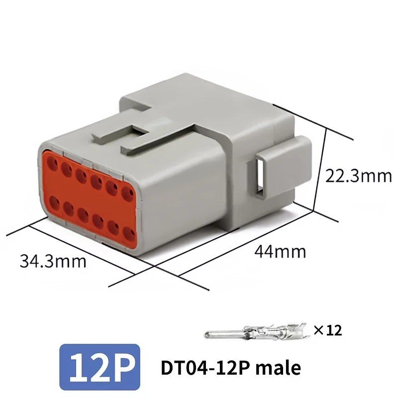 DT06-12S & DT04-12P 12-Pin Deutsch Type DT Series Waterproof Connector - Heavy Duty Automotive Plug for Truck Wire Harness T&I Online Store