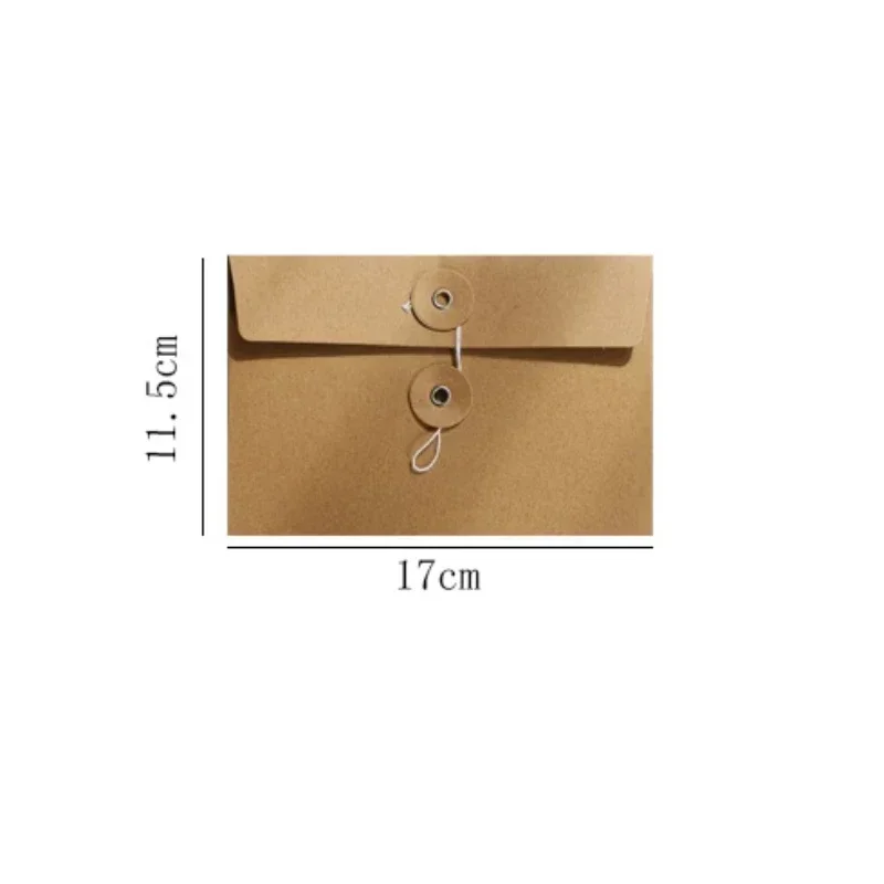 10 Pcs Vintage Brown Kraft Paper Envelopes with Button String Tie Closure Clasp for Greeting Cards Letter Journal Storage